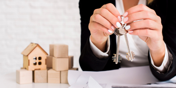 figura casa y persona con llaves